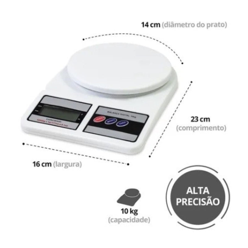 Balança Digital De Cozinha 1g À 10kg Alta Precisão com 2 Pilha